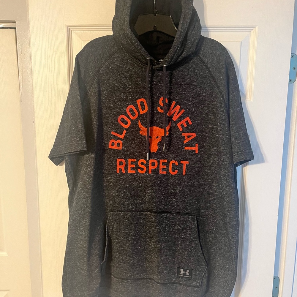 Under Armour Project Rock Gray Hoodie with red Print